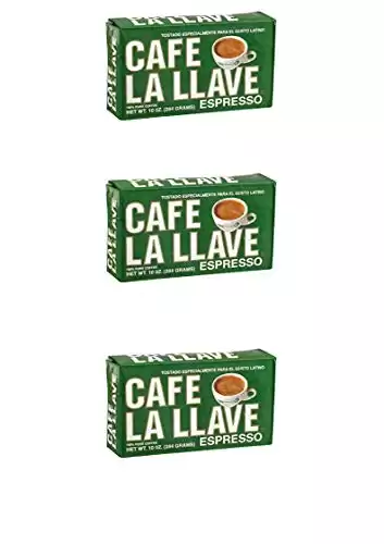 Cafe La Llave Espresso Dark Roast Coffee (3 10Oz Vacuum Sealed Bricks)