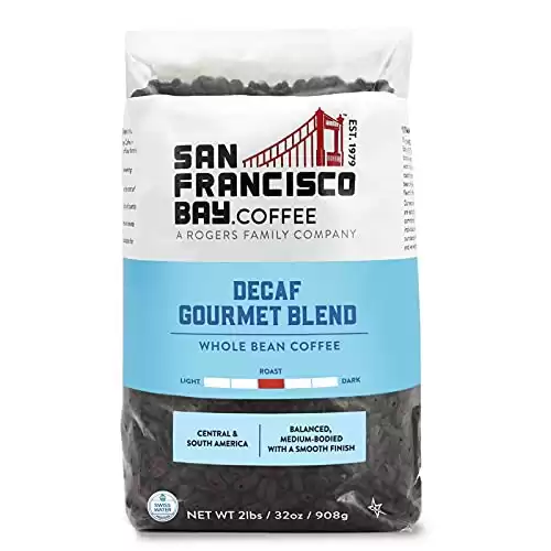 San Francisco Bay Whole Bean Coffee - Decaf Gourmet Blend (2Lb Bag), Medium Roast, Swiss Water Processed