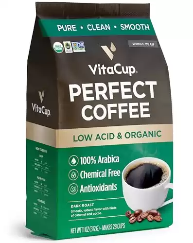 VitaCup Low Acid Organic Single Origin Whole Bean Coffee