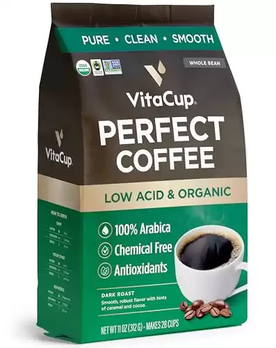 Vitacup Low Acid Organic Single Origin Whole Bean Coffee