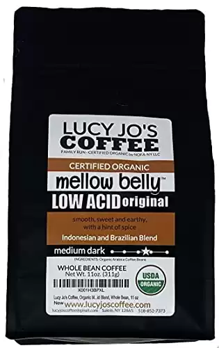 Lucy Jo'S Organic Mellow Belly Low Acid Blend, Whole Bean Coffee